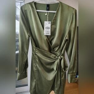 Brand New Mango Olive Green Wrap Dress